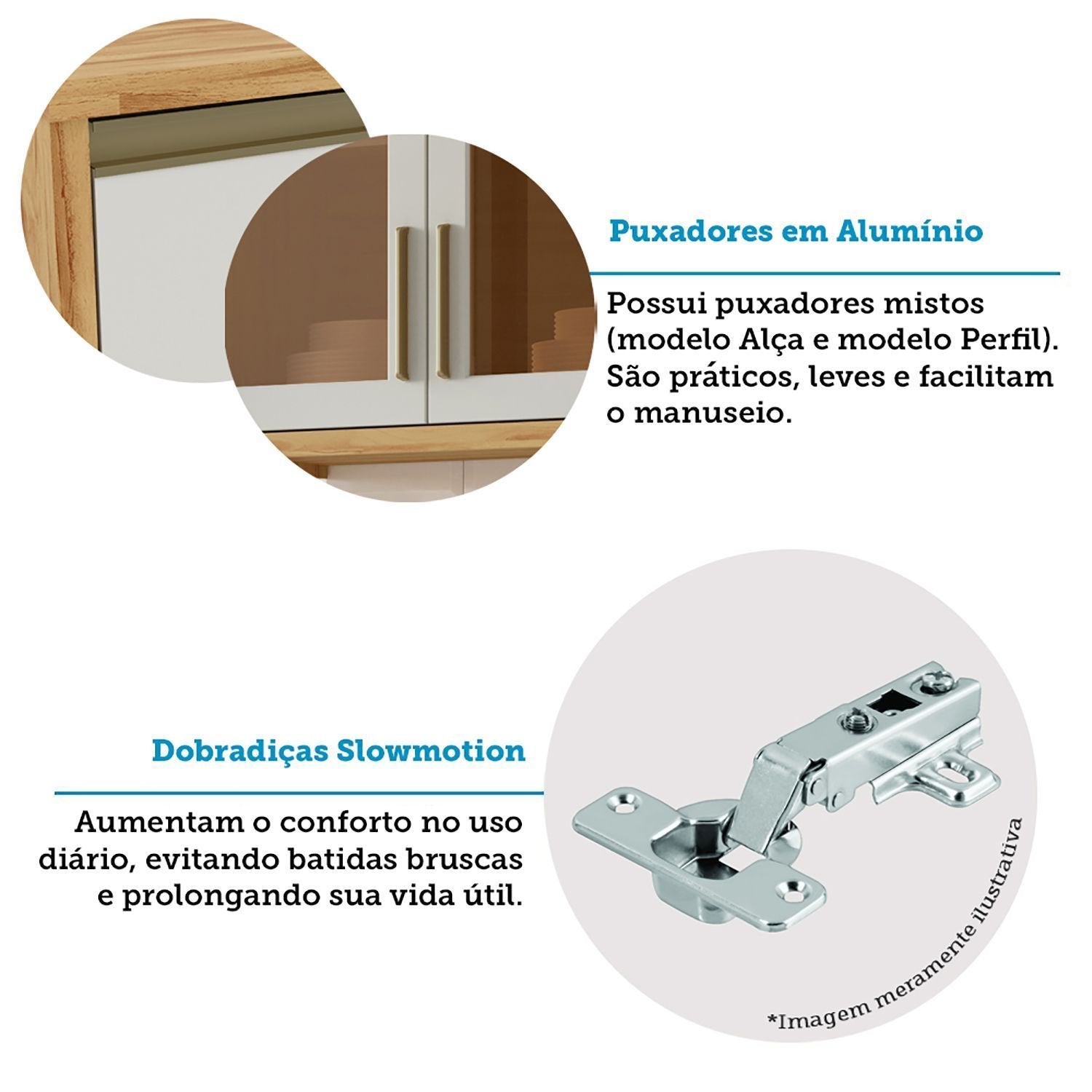 Cozinha Completa Modulada Barbados 7 Peças 16 Portas com Vidro e Tampo 100% MDF Espresso Móveis Bege/Amêndoa/Off White