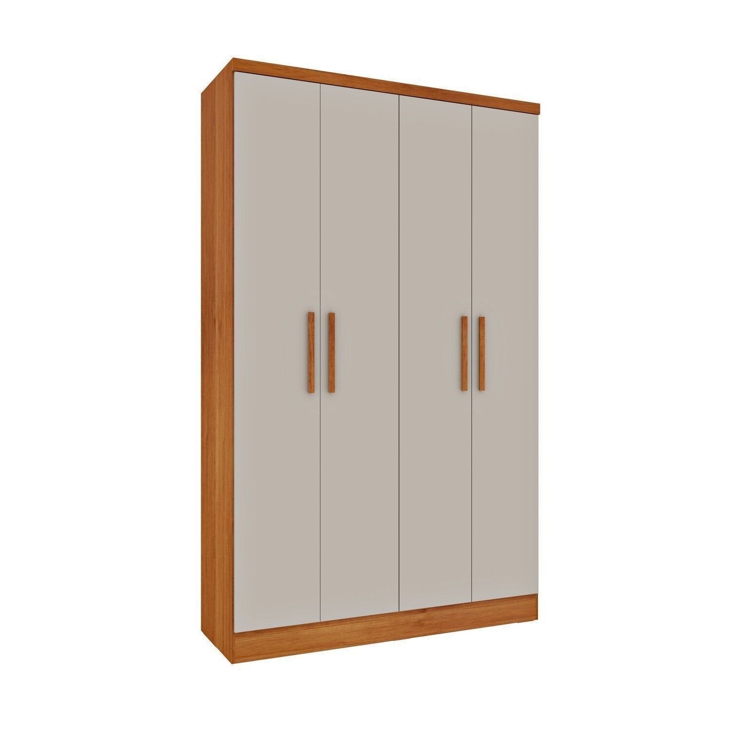 Quarto Infantil Completo com Guarda-Roupa Cômoda e Cama 100% MDF Harmonia Yescasa Bege/Cinamomo/Off