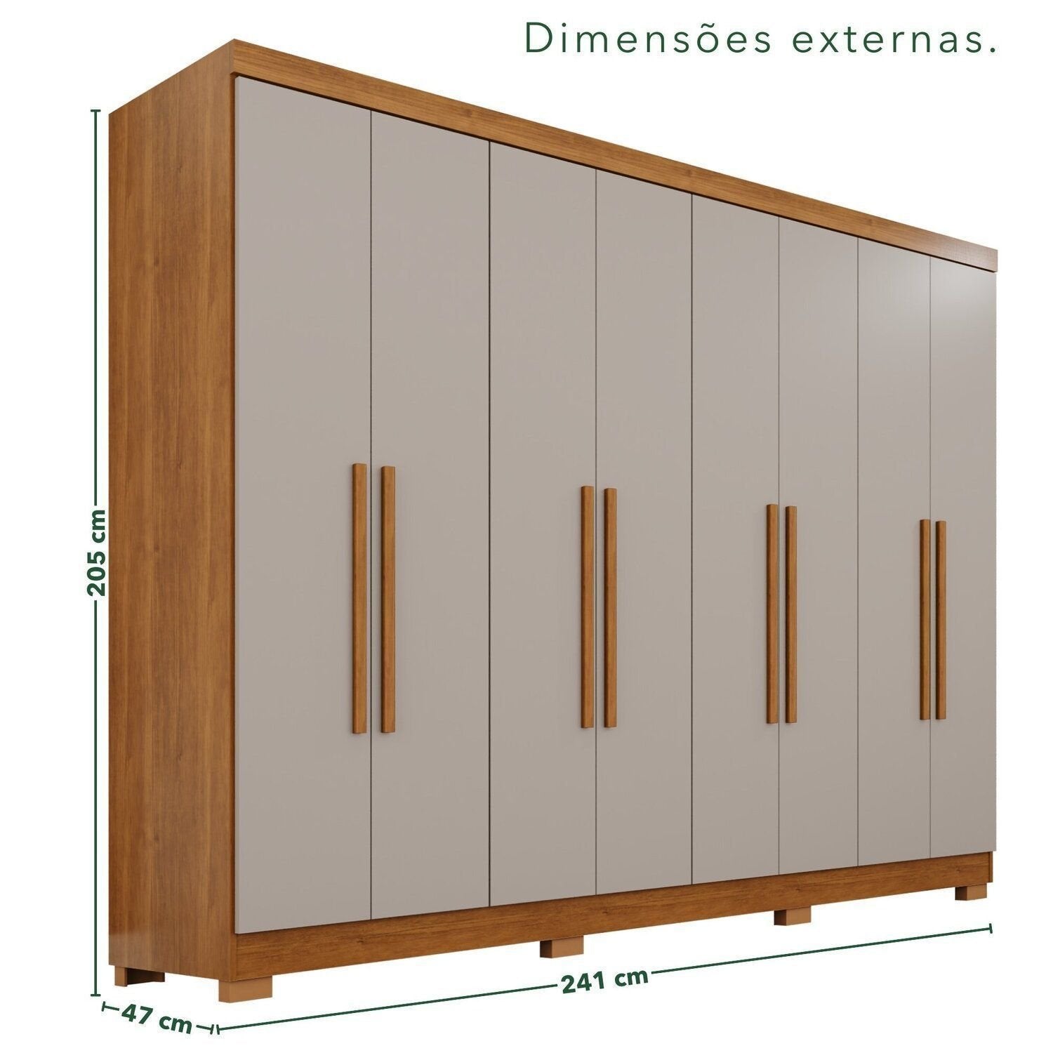 Guarda-Roupa Casal França 8 Portas 4 Gavetas Espresso Móveis Off White/Cinamomo