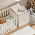 Berço Laqueado 100% MDF Formare com Gavetas e Nicho Off White/Freijó 61510 Matic