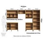 Cozinha Completa Modulada 100% MDF Vicenza Espresso Móveis 6 Peças 12 Portas 4 Gavetas Vidro Amêndoa/Chumbo 354,5x225x47cm