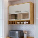 Armário Aéreo 2 Portas 120cm Vicenza Espresso Móveis Cinza/Amêndoa/Chumbo