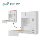 Guarda-Roupa Infantil com Cama 4 Portas 3 Gavetas Lisboa Espresso Móveis Branco/Pink