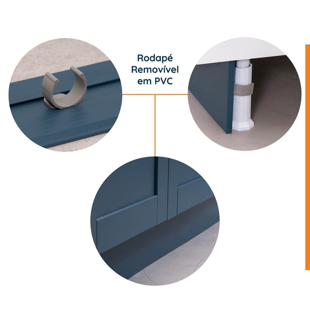 Balcão Porta Tempero 20cm sem Tampo Arizona CabeCasa Azul/Branco