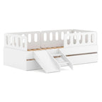 Bicama Solteiro MDF BP com Escadinha e Escorrega 3 Grades Cabeceira Megamobilia Branco
