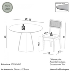 Conjunto Sala de Jantar Mesa Lisboa Hexagonal Freijó com 4 Cadeiras Palha Sintética 100% MDF Freijó