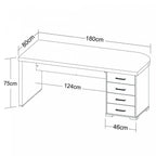 Escrivaninha Mesa Escritório Tamburato 4 Gavetas Lado Direito 180cm Marrom/Charuto/Preto Artany