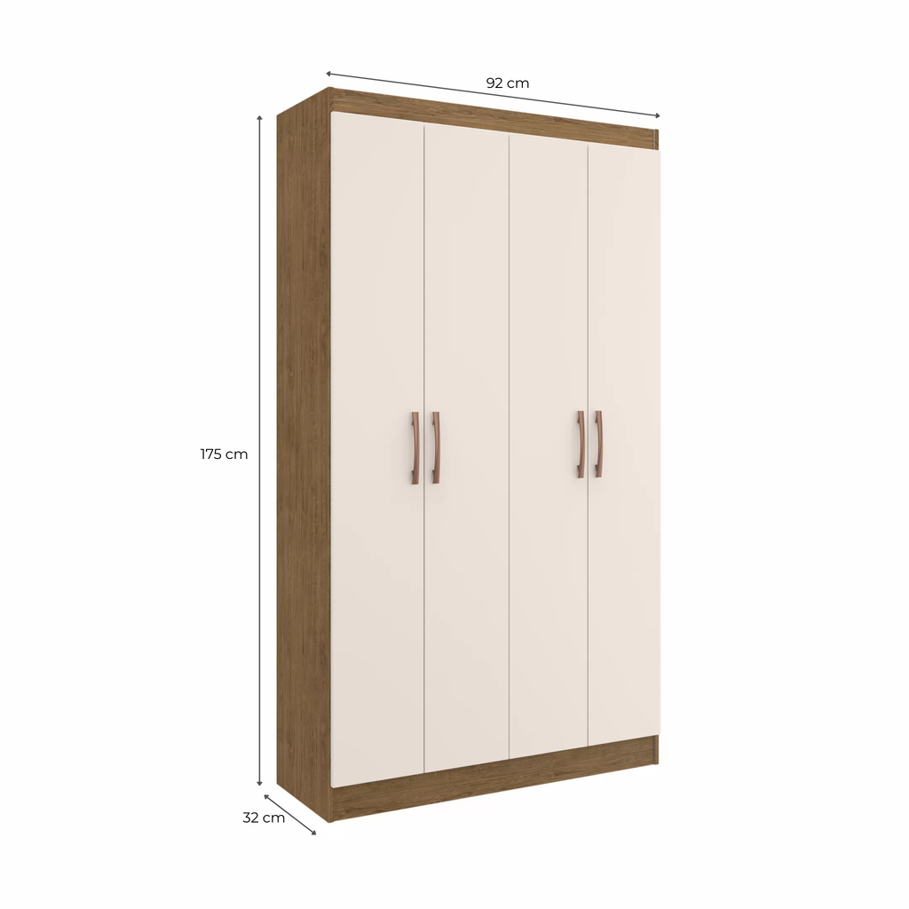 Armário Multiuso 4 Portas e 8 Prateleiras Dueto 5000 Espresso Móveis Off White/Nogueira
