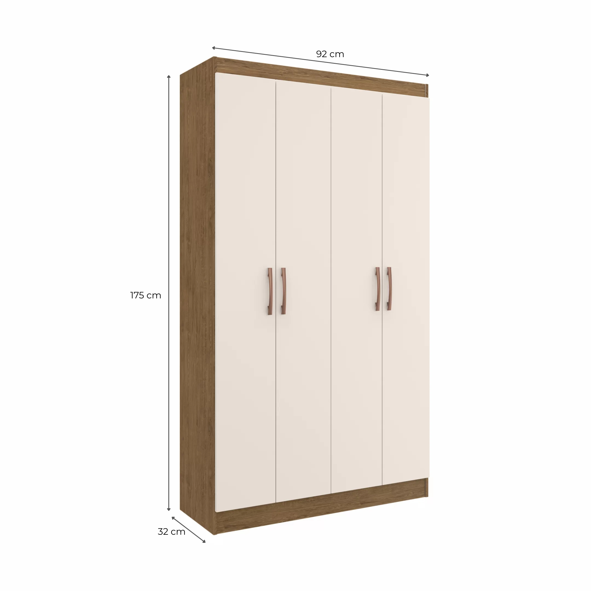Armário Multiuso 4 Portas e 8 Prateleiras Dueto 5000 Espresso Móveis Off White/Nogueira