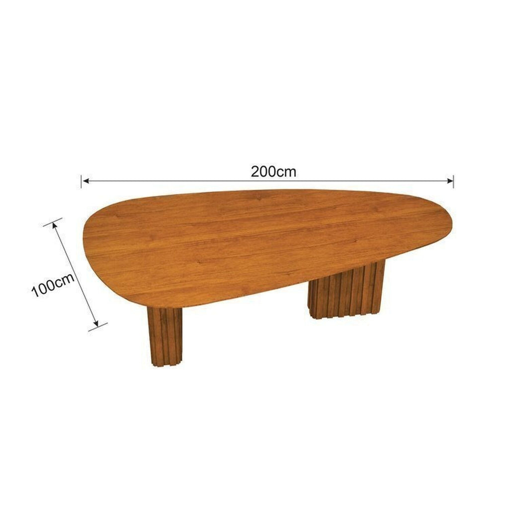 Conjunto Mesa de Jantar Orgânica 200cm com Cadeiras Estofadas Gaia Yescasa Bege/Freijó