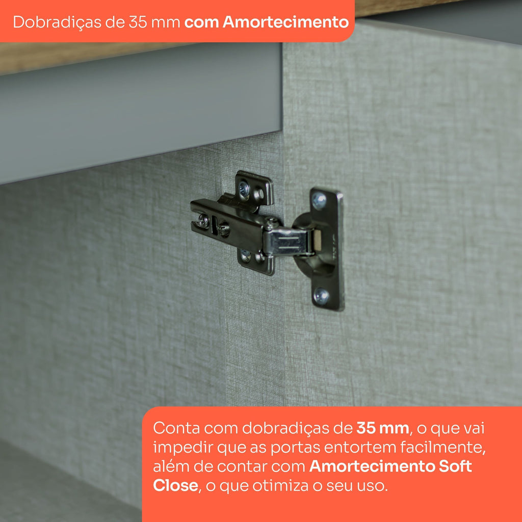 Armário Aéreo 3 Portas 120cm Emily Espresso Móveis Branco HP