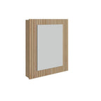 Conjunto para Banheiro Bancada em Porcelanato com Cuba Esculpida, Armário e Espelheira Ripy Bumi 60cm Amarelo/Wood
