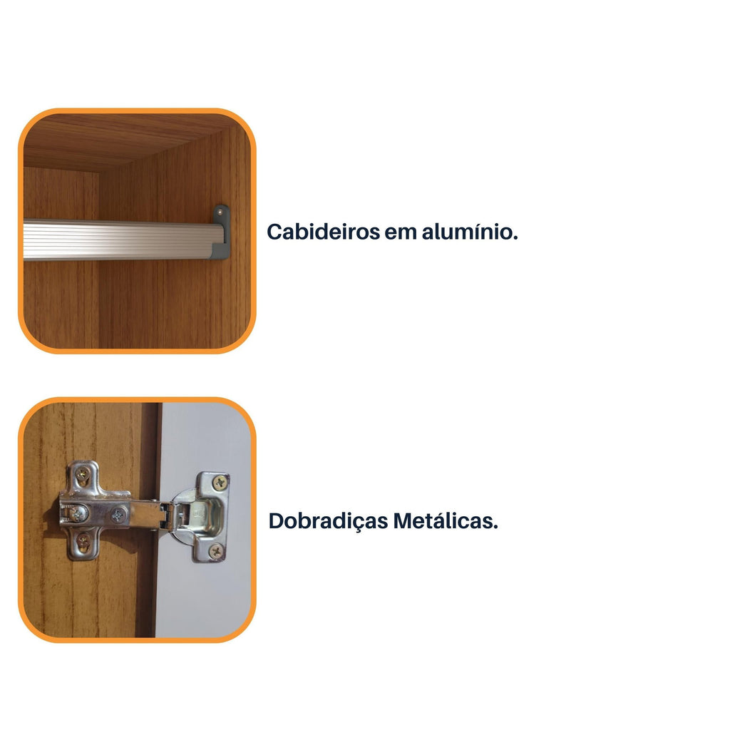 Guarda-Roupa Casal 6 Portas 8 Gavetas 270cm Portugal Yescasa Marrom/Cinamomo/Off White