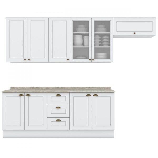 Cozinha Compacta Modulada Emily 5 Peças Espresso Móveis Branco