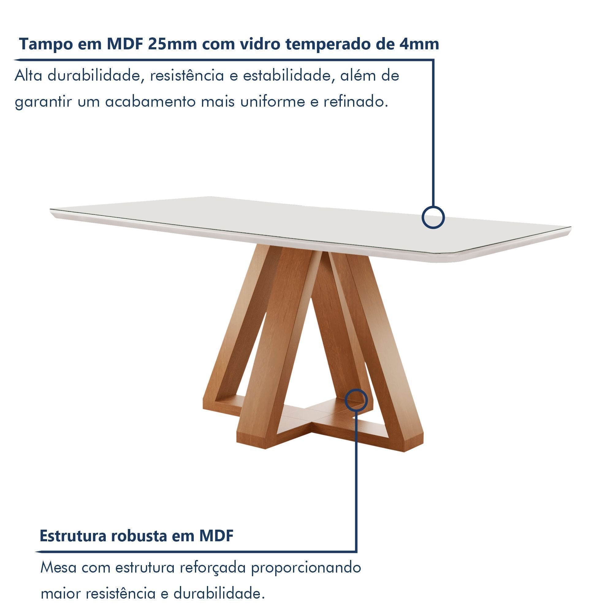 Conjunto Sala de Jantar Mesa Retangular Tampo Vidro Kyra 120x90 com 4 Cadeiras Arizona Cel Móveis
