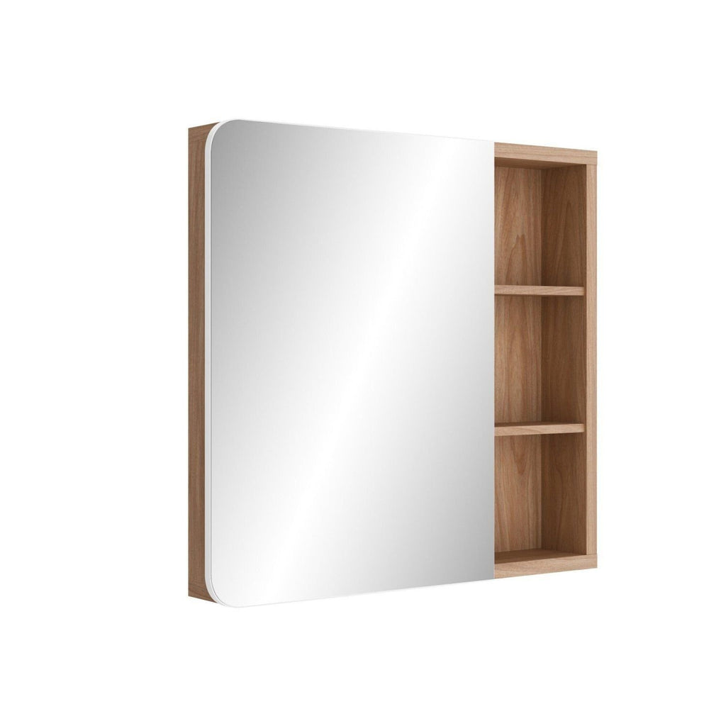 Conjunto para Banheiro Gabinete com Pés Cuba e Espelheira Madri Móveis Bosi 80cm Branco/Tauari