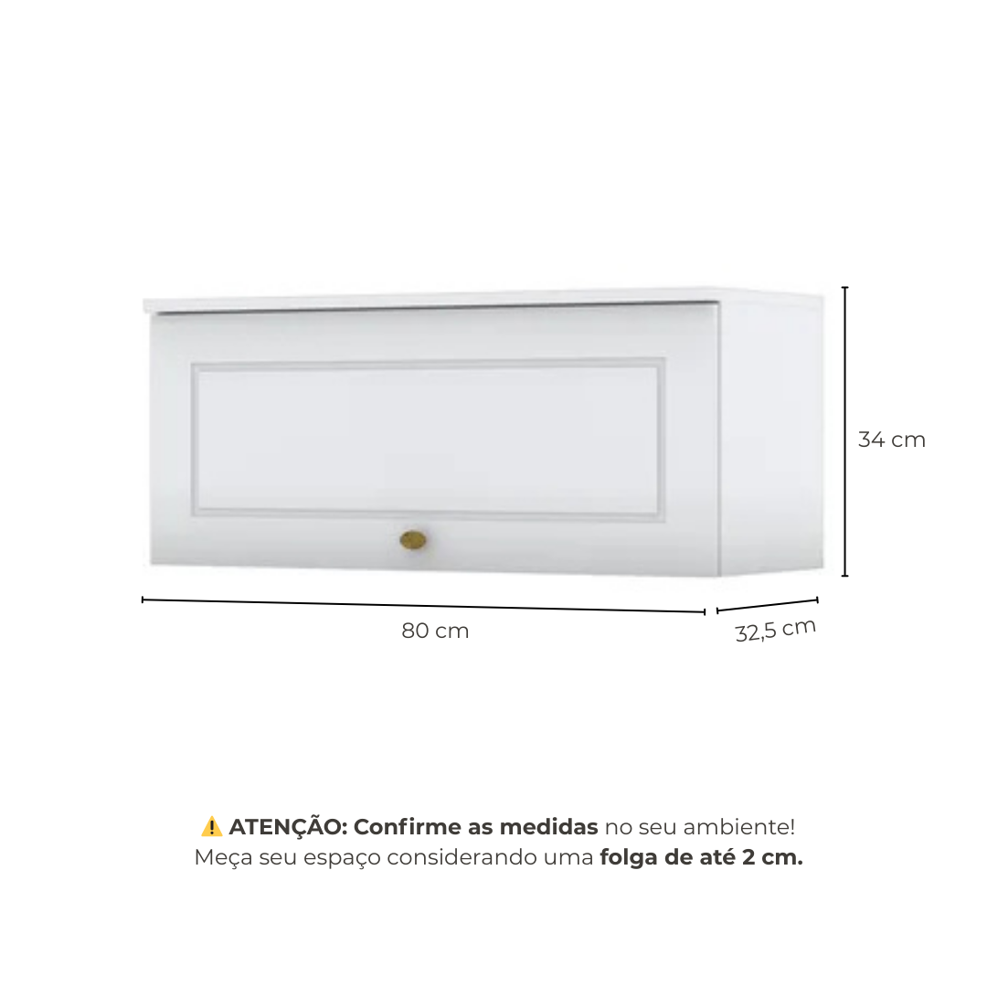 Armário Aéreo para Micro-ondas 3 Nichos 80cm Emily Espresso Móveis Branco/HP