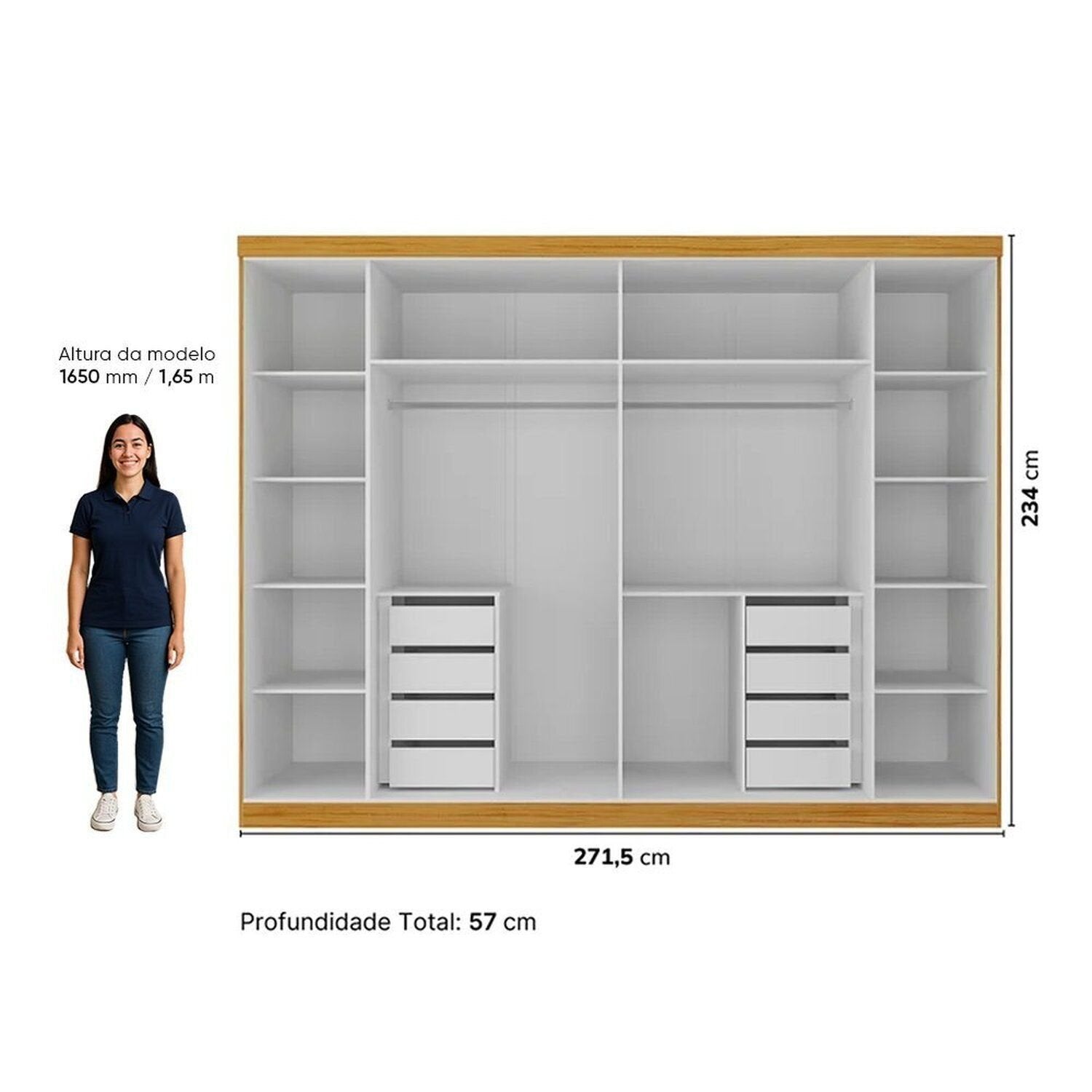 Guarda-Roupa Casal 6 Portas Reflecta Cumaru Yescasa 100% MDF Marrom/Marrome