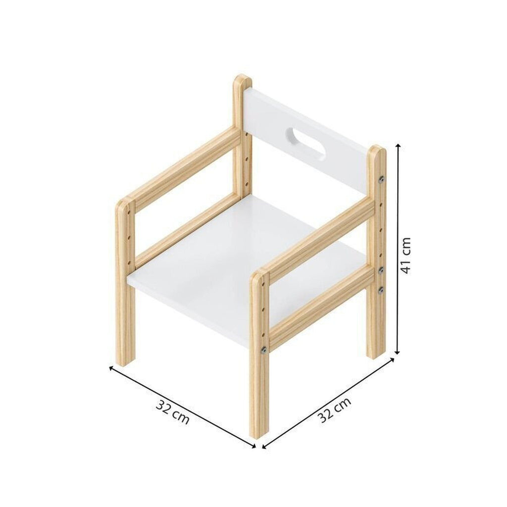 Conjunto Infantil Mesa e Cadeira Evolutiva, Prateleira e Guarda-Roupa Modulado Wave Casatema MadeiraOriginals Branco/Marrom