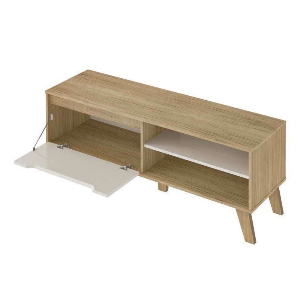 Conjunto Sala de Estar Lotus Rack e Mesa de Centro MDF Carvalho/Off White Espresso Móveis