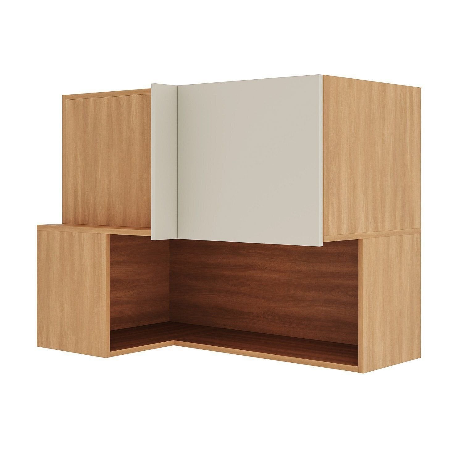Armário Aéreo Canto Reto 1 Porta com Nicho 95cm Aroeira CabeCasa MadeiraOriginals Cinza/Sereno/Cedro