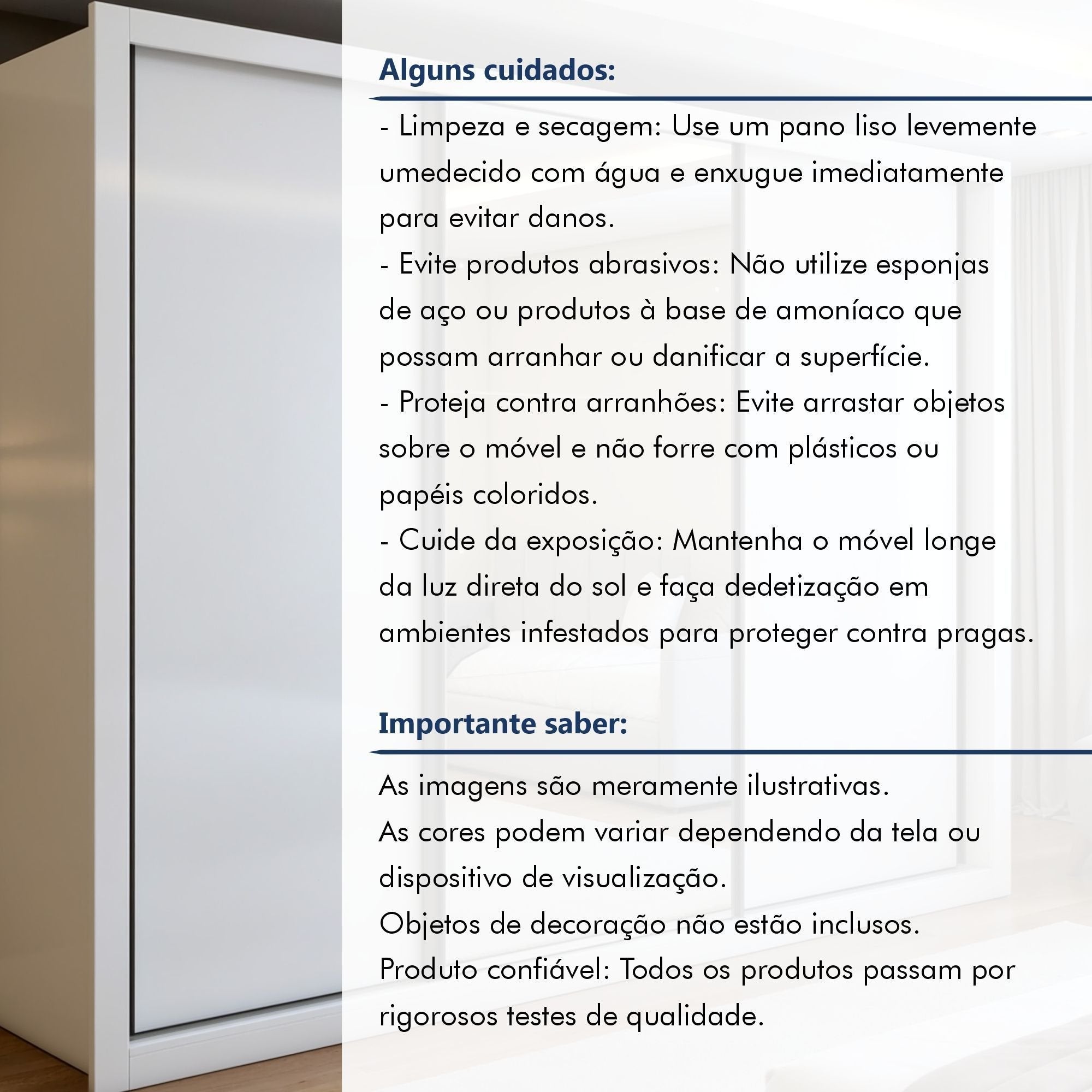 Guarda-Roupa Casal 3 Portas de Correr 6 Gavetas Premium Liv Yescasa MDP Branco