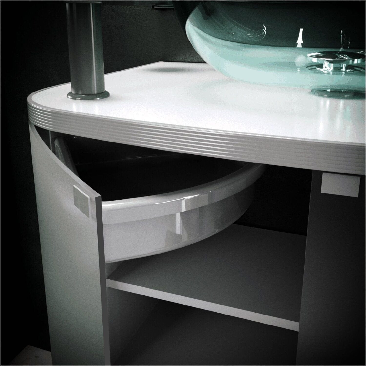Gabinete para Banheiro Suspenso Cris Metal Standard 62,5cm Cuba de Vidro Branco