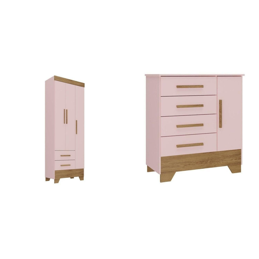 Quarto Infantil Completo Guarda-Roupa 3 Portas 2 Gavetas com Cômoda Selene Espresso Móveis