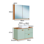 Conjunto para Banheiro Gabinete Suspenso com Cuba e Espelheira Lívia Yescasa 80cm Verde/Freijó/Moscatel