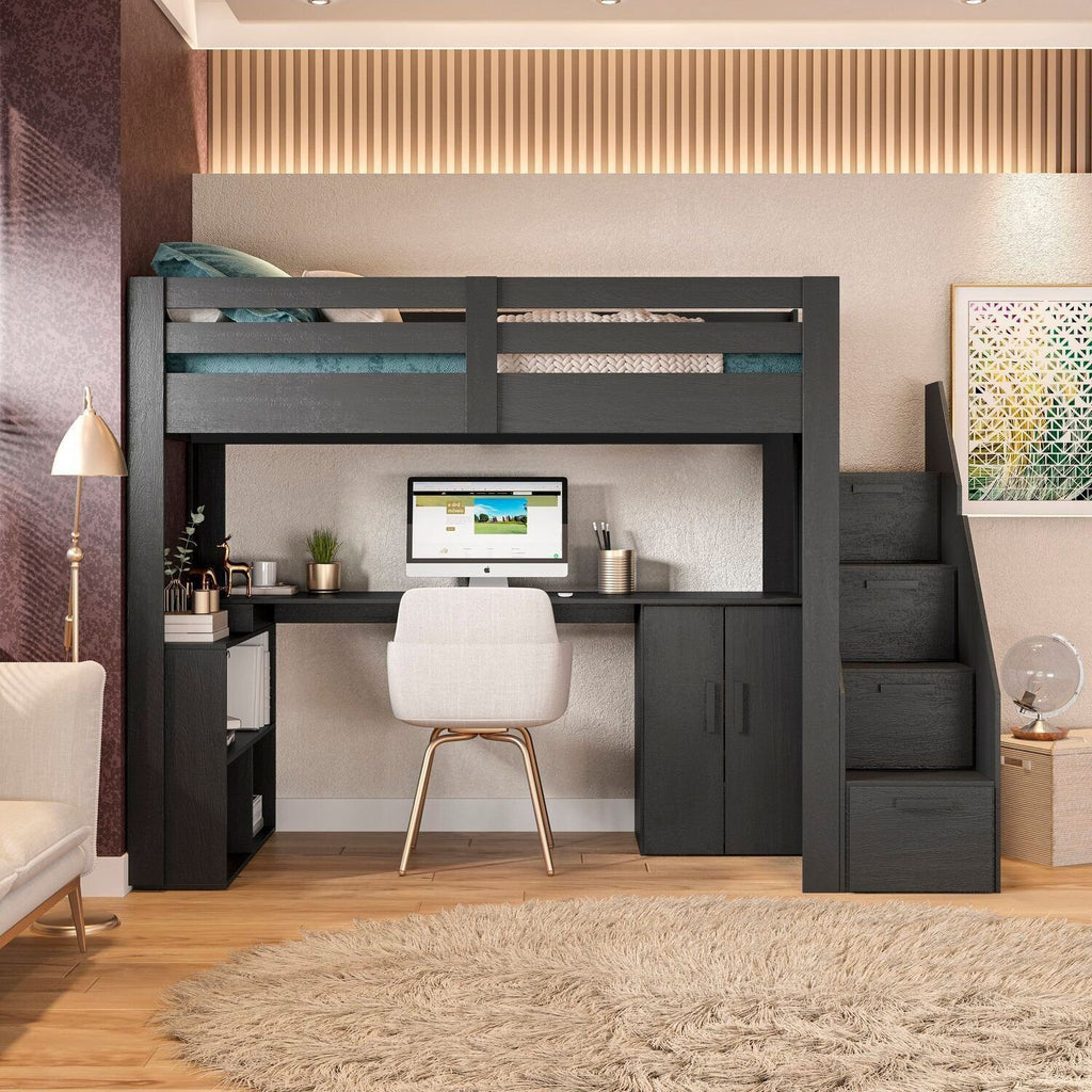 Cama Office Multifuncional Solteiro Adulto Star Plus Casatema MadeiraOriginals Preto