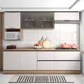 Cozinha Modulada Completa 7 Peças 7 Portas 4 Gavetas com Nicho para Micro-Ondas e Balcão com Tampo Etna Poliman Móveis Grafite Cinza