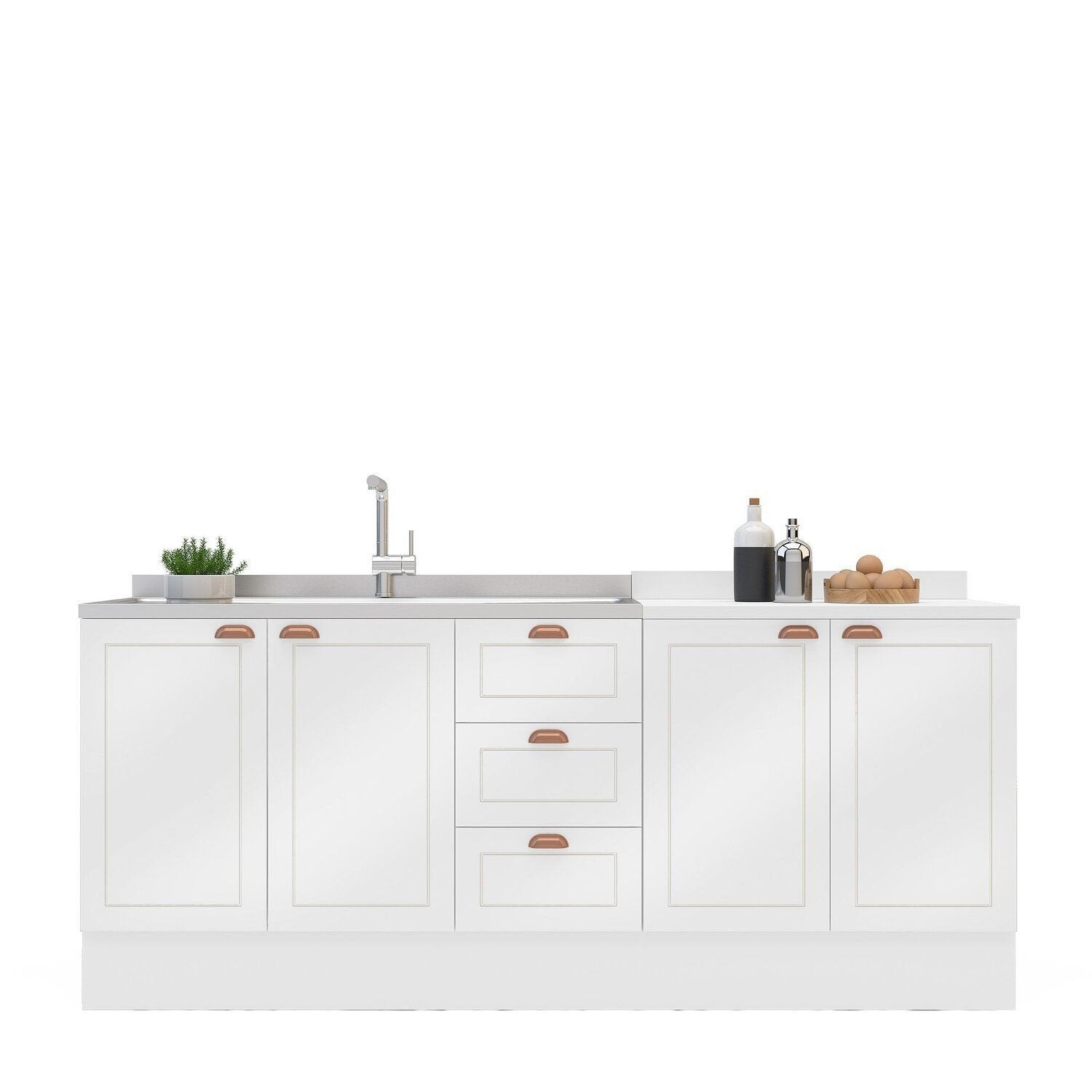 Cozinha Pérola Compacta com Rodapé 2 Peças Balcão 2 Gavetas 3 Portas Yescasa Branco