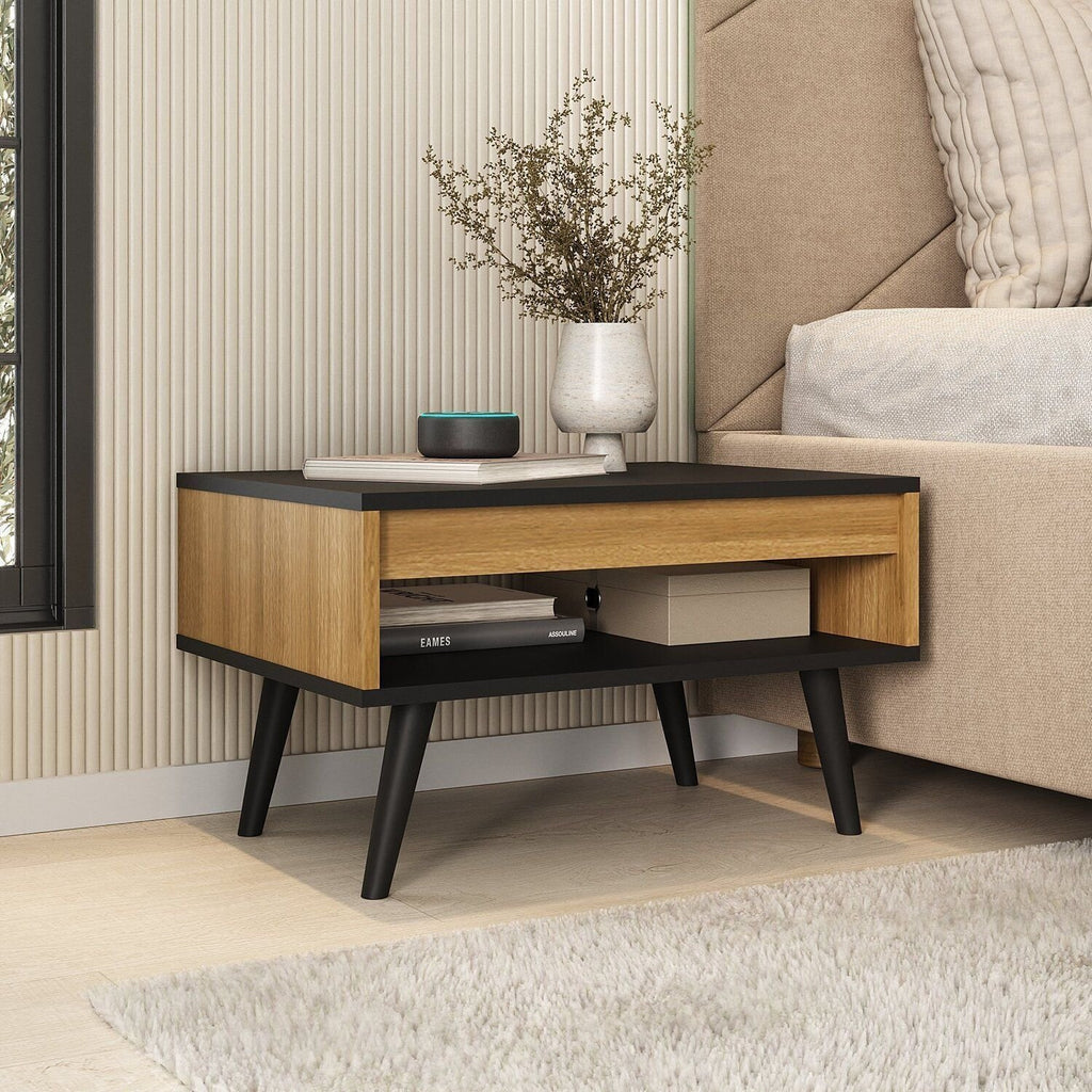 Kit 3 Peças com Rack para TV até 55 Polegadas, Mesa de Centro e Mesa de Apoio Tóquio Ozini