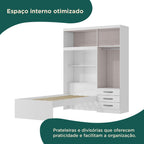 Guarda-Roupa Infantil com Cama 4 Portas 3 Gavetas Lisboa Espresso Móveis Branco/Pink