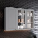 Armário Aéreo 3 Portas 120cm Emily Espresso Móveis Branco HP