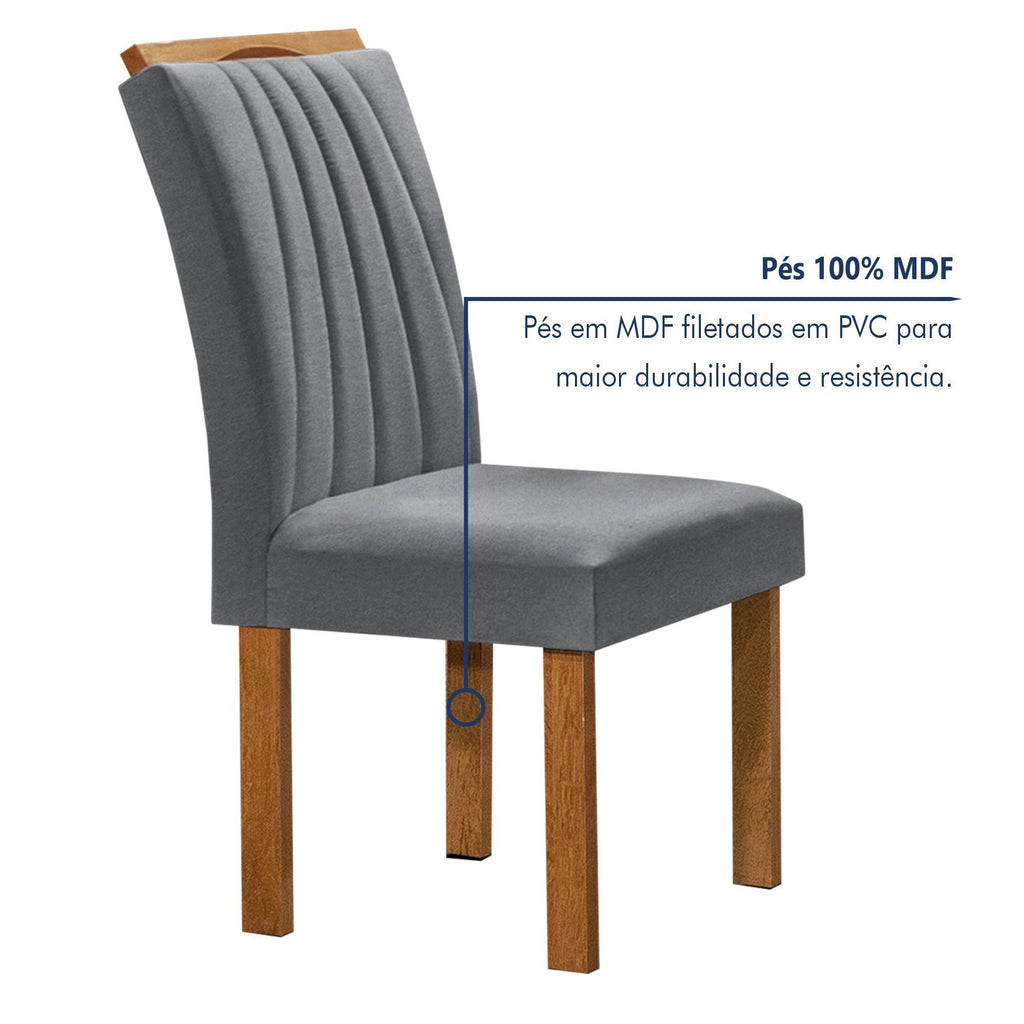 Conjunto Sala de Jantar Mesa Retangular Tampo Vidro Kyra 120x90 com 4 Cadeiras Arizona Cel Móveis
