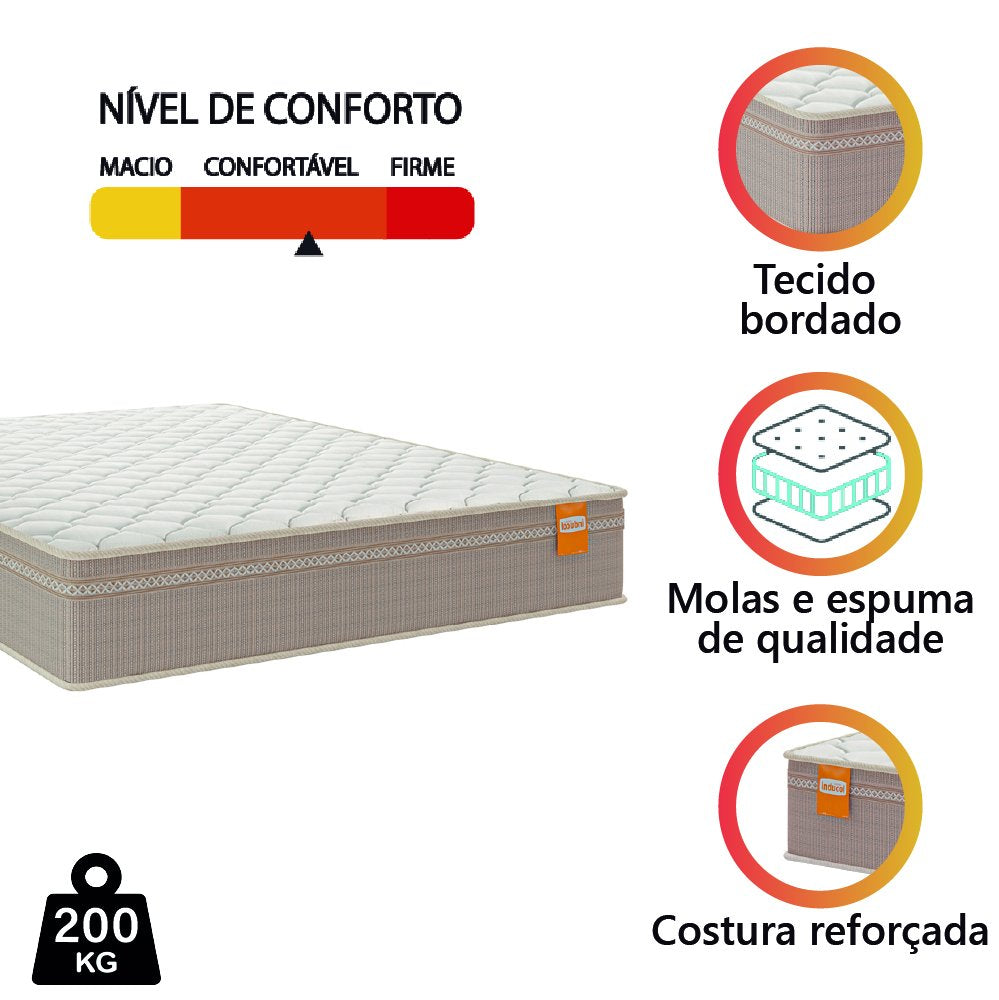 Colchão Casal Molas Qatar CELUPLAS Bege Branco 138x188x22cm