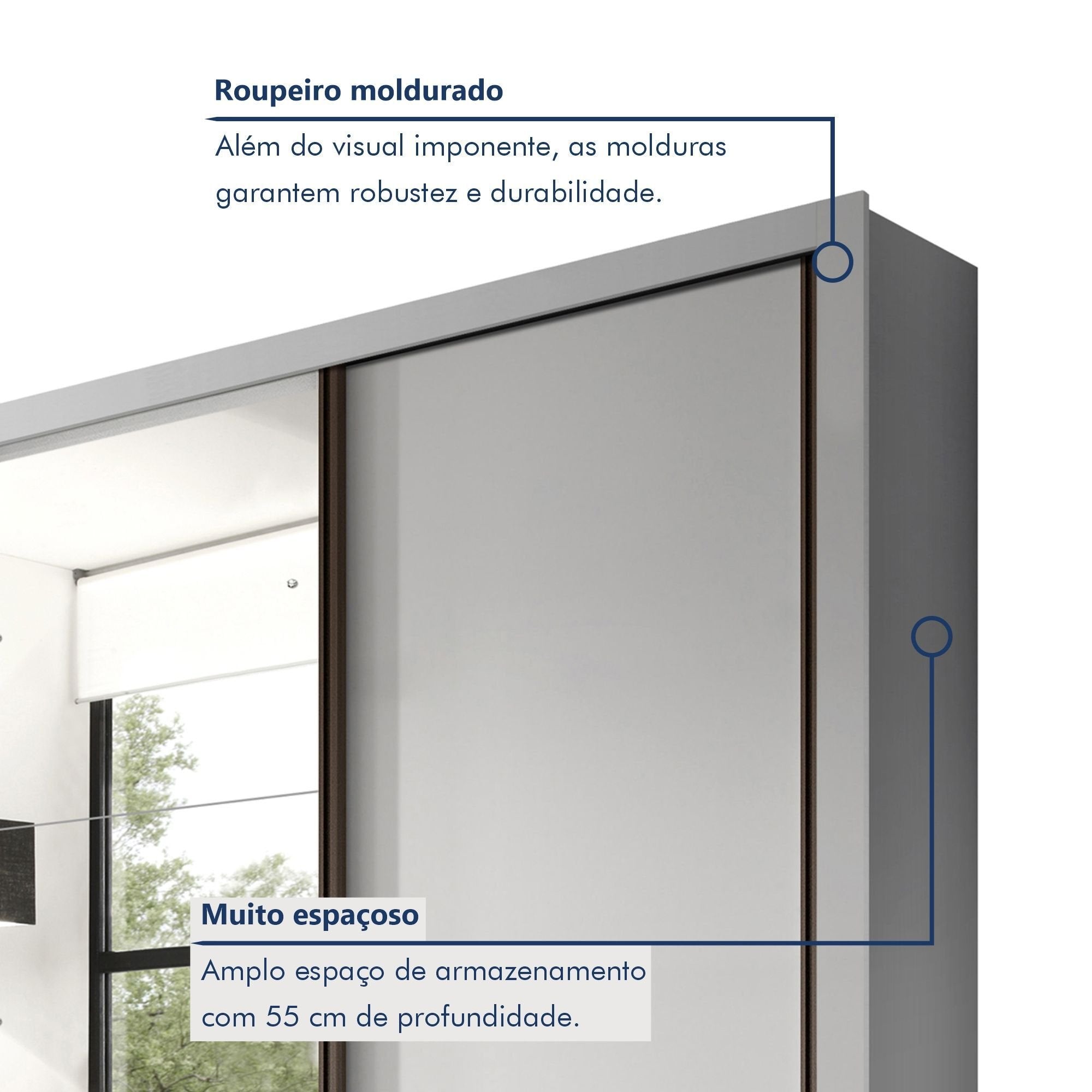 Guarda-Roupa Casal 4 Portas de Correr 4 Gavetas Zara Yescasa MDP Branco