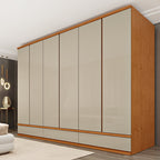 Guarda-Roupa Casal 6 Portas 9 Gavetas 270cm Tóquio Yescasa 100% MDF Bege/Cinamomo/Off White