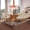 Conjunto Sala de Jantar Mesa Retangular Tampo Vidro/MDF com 8 Cadeiras Genova Smart Plus Cel Móveis