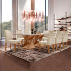 Conjunto Sala de Jantar Mesa Retangular Tampo Vidro/MDF com 8 Cadeiras Genova Smart Plus Cel Móveis