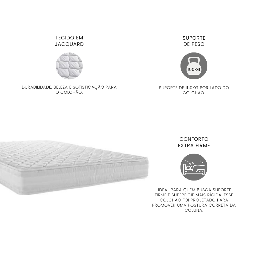 Colchão Casal Espuma D60 Frontier Herval Double Side Branco 138x188x20cm