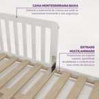Conjunto com Cama Solteiro Giulia Rattan e Guarda Roupa Curió Casatema MadeiraOriginals Branco/Marrom