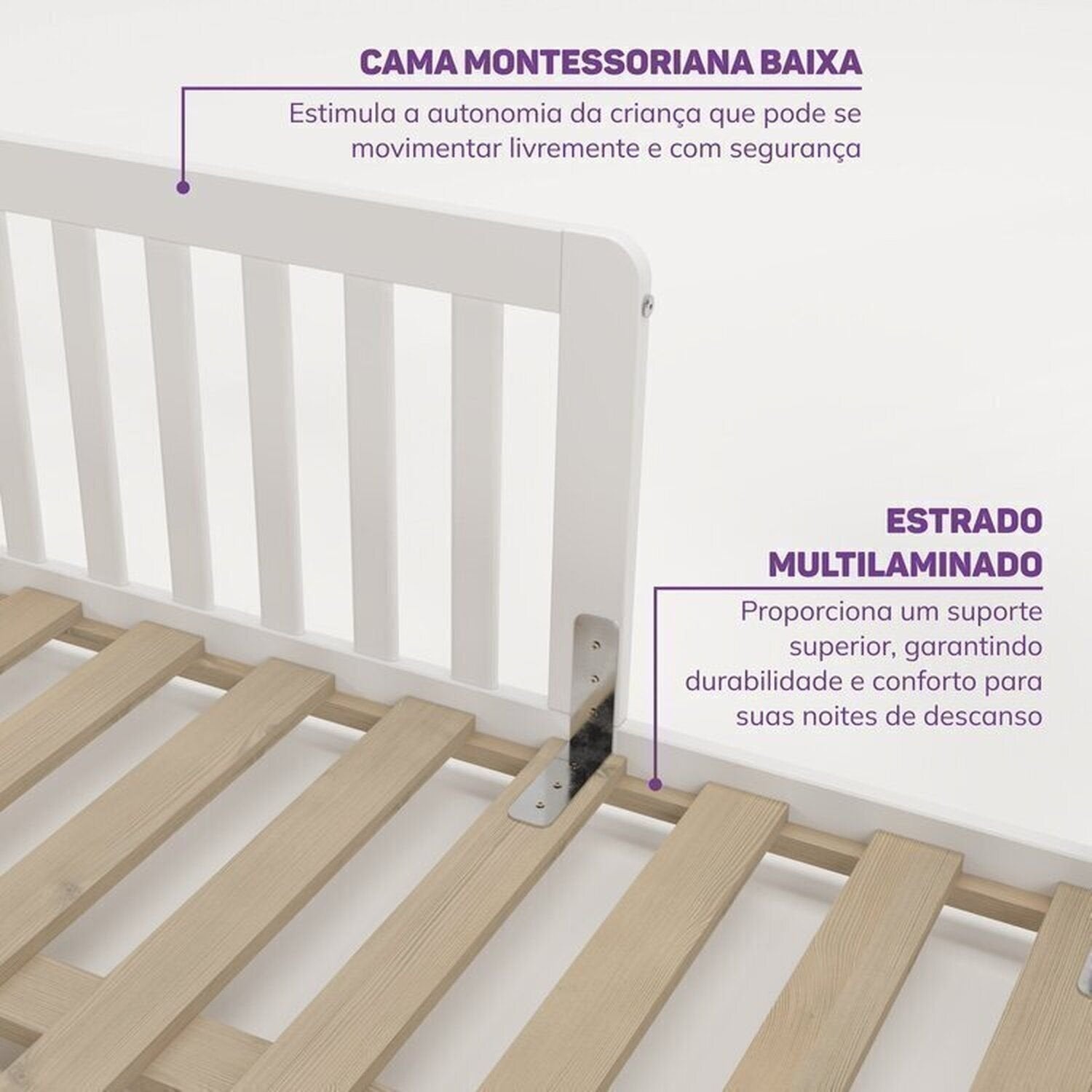 Conjunto com Cama Solteiro Giulia Rattan e Guarda Roupa Curió Casatema MadeiraOriginals Branco/Marrom