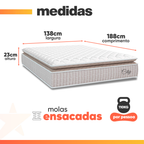 Cama Box Baú Colchão Casal Molas Ensacadas City Pillow Top Hellen 138x188x64cm
