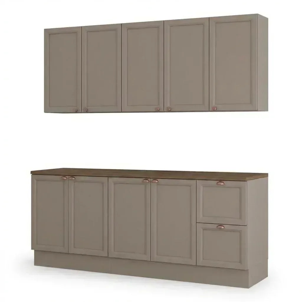 Cozinha Completa Modulada Americana 4 Peças com Balcão Tampo e 2 Gavetas Unna Yescasa