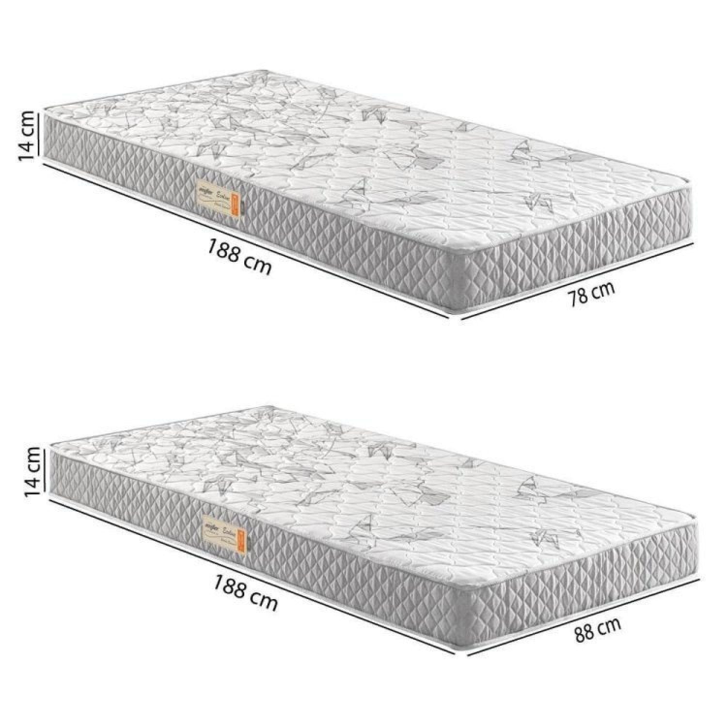 Kit 2 Colchões Solteiro Espuma D23 Ecoline Ecoflex Cinza 88x188x14cm e 78x188x14cm