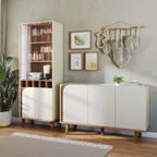 Sala de Estar Completa Jurerê 7 Portas 4 Prateleiras Colibri Off White/Freijó