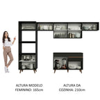 Cozinha Completa Reims 330cm Madesa 5 Peças com Balcão e Tampo