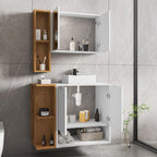 Conjunto para Banheiro Gabinete Suspenso com Cuba e Espelheira Ibiza Móveis Bechara 70cm Branco/Naturalle